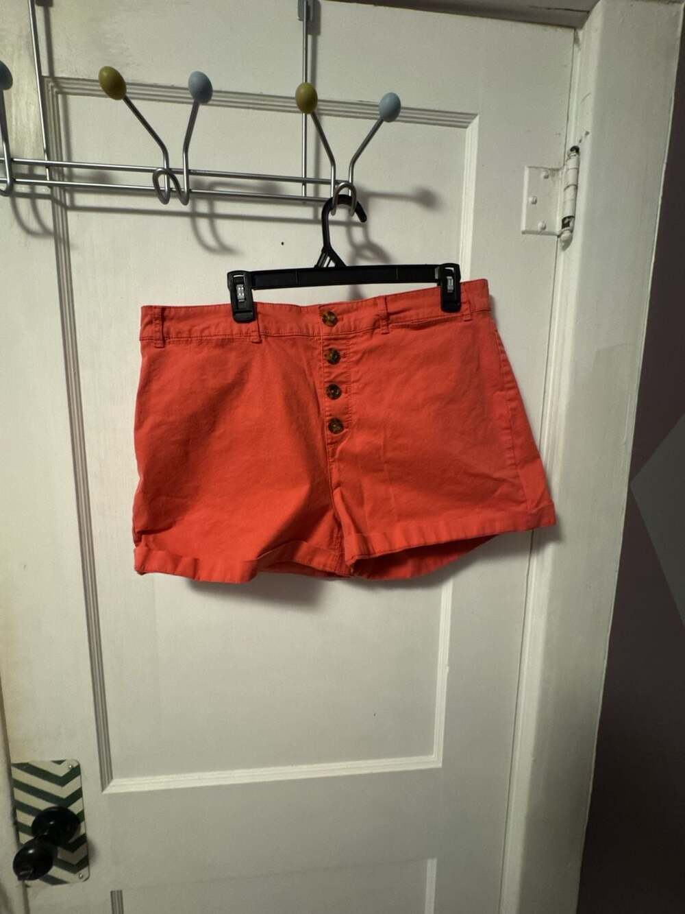 Old Navy Button-Fly Shorts Size 16 Coral Pink Cuffed